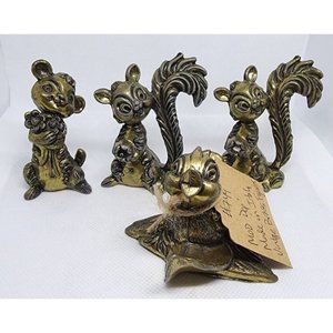 Rare 4 Mod Dep Made In Italy Brass Animals Home Decor Shelf Sitter Vintage Figur